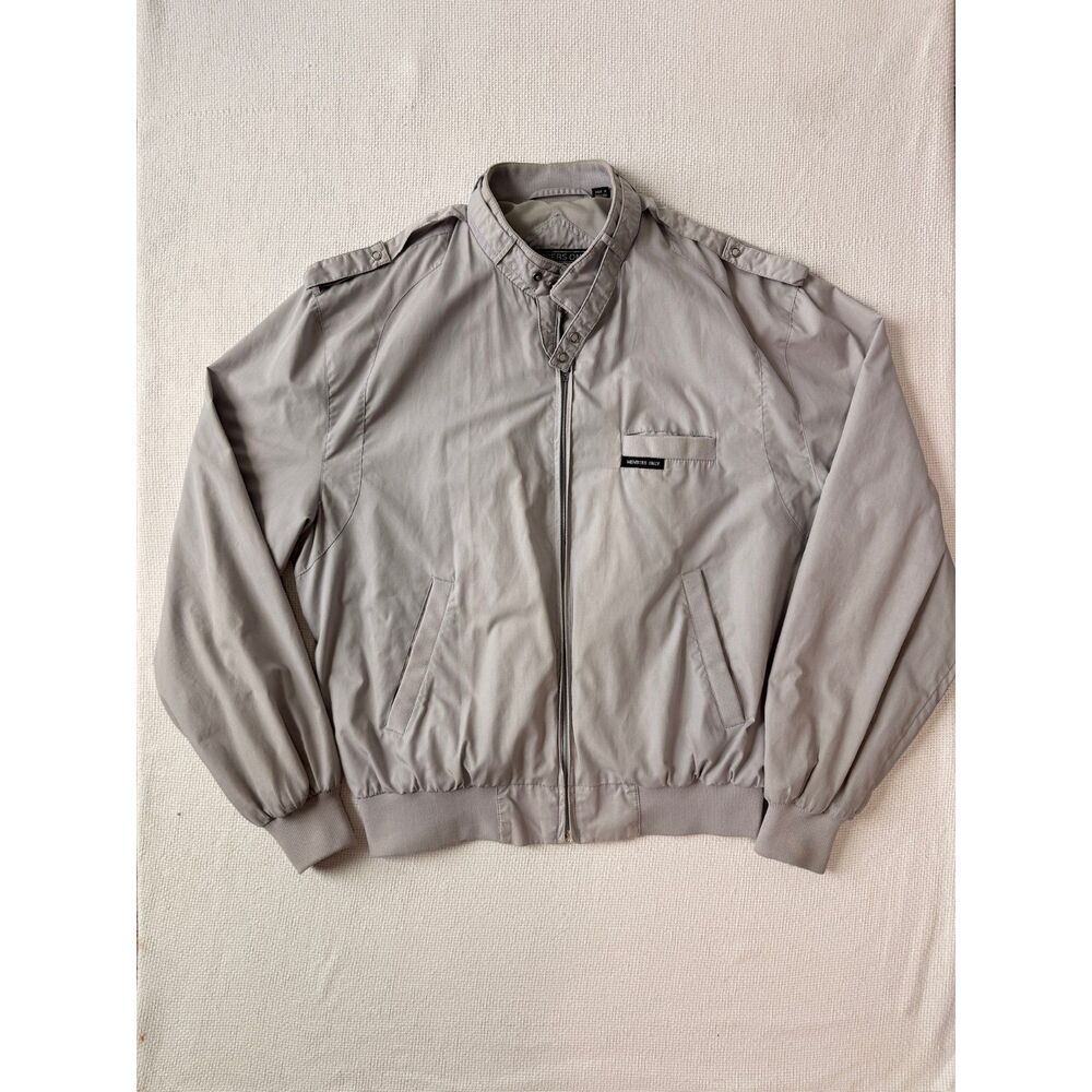 Members Only Iconic Racer Jacket Gray Size 42 Vintage Style Snap Collar Zip